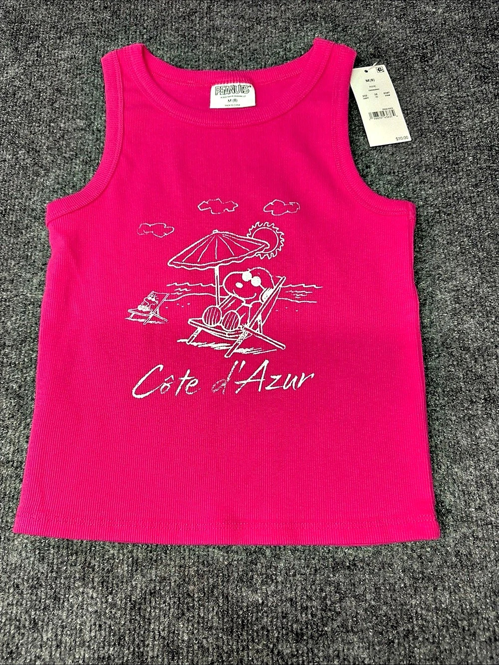 PEANUTS Côte d'Azur Girls Tank Top in Pink Size Medium (8) NWT